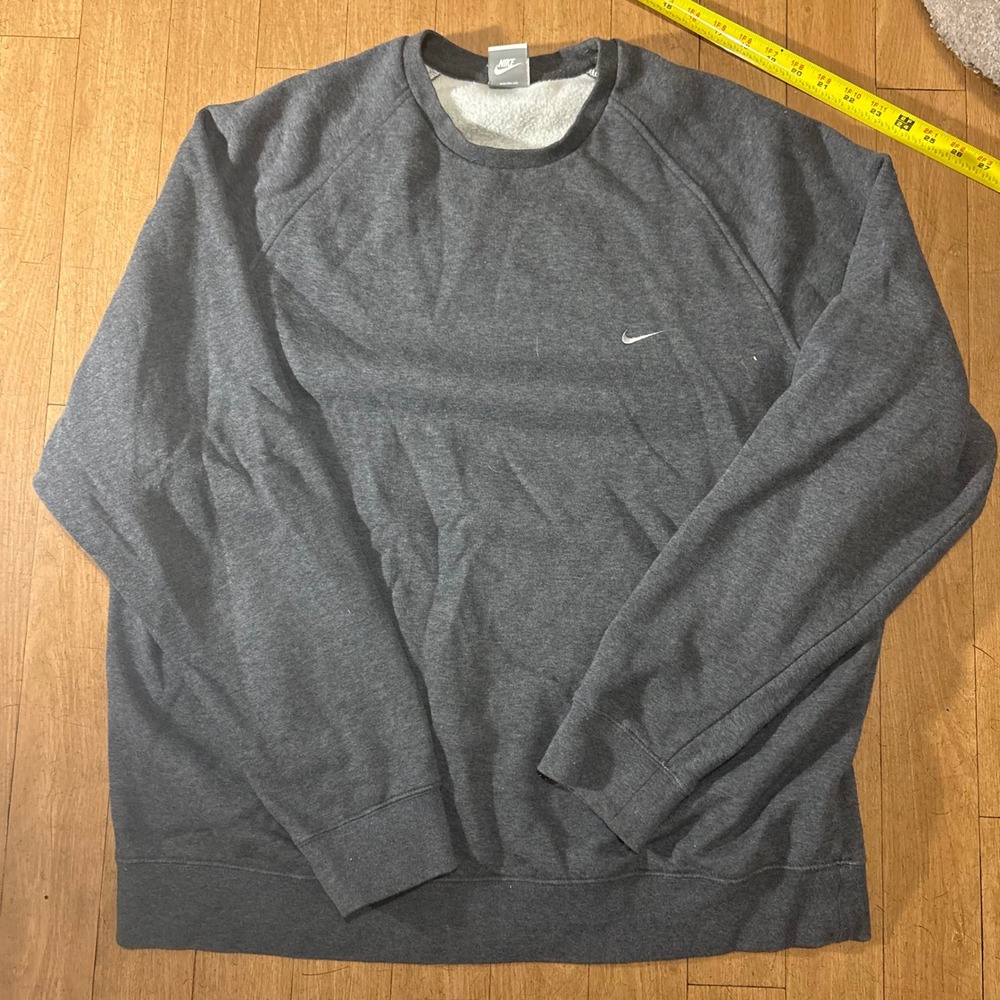 Nike Mens XXL Charcoal Grey Heather Fleece Crewneck Sweatshirt Swoosh Logo